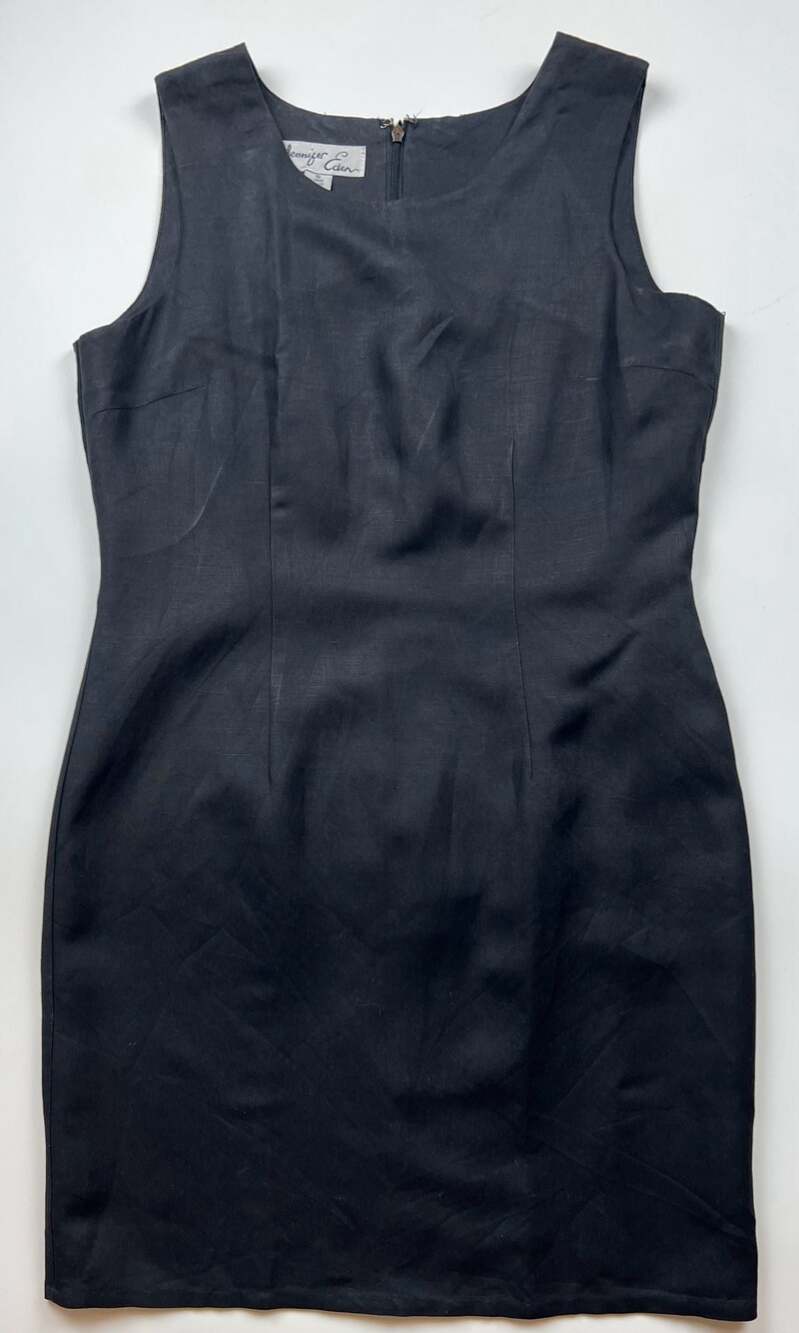 Jennifer Eden Sleeveless Sheath Dress Black Ramie Rayon Blend Size 10